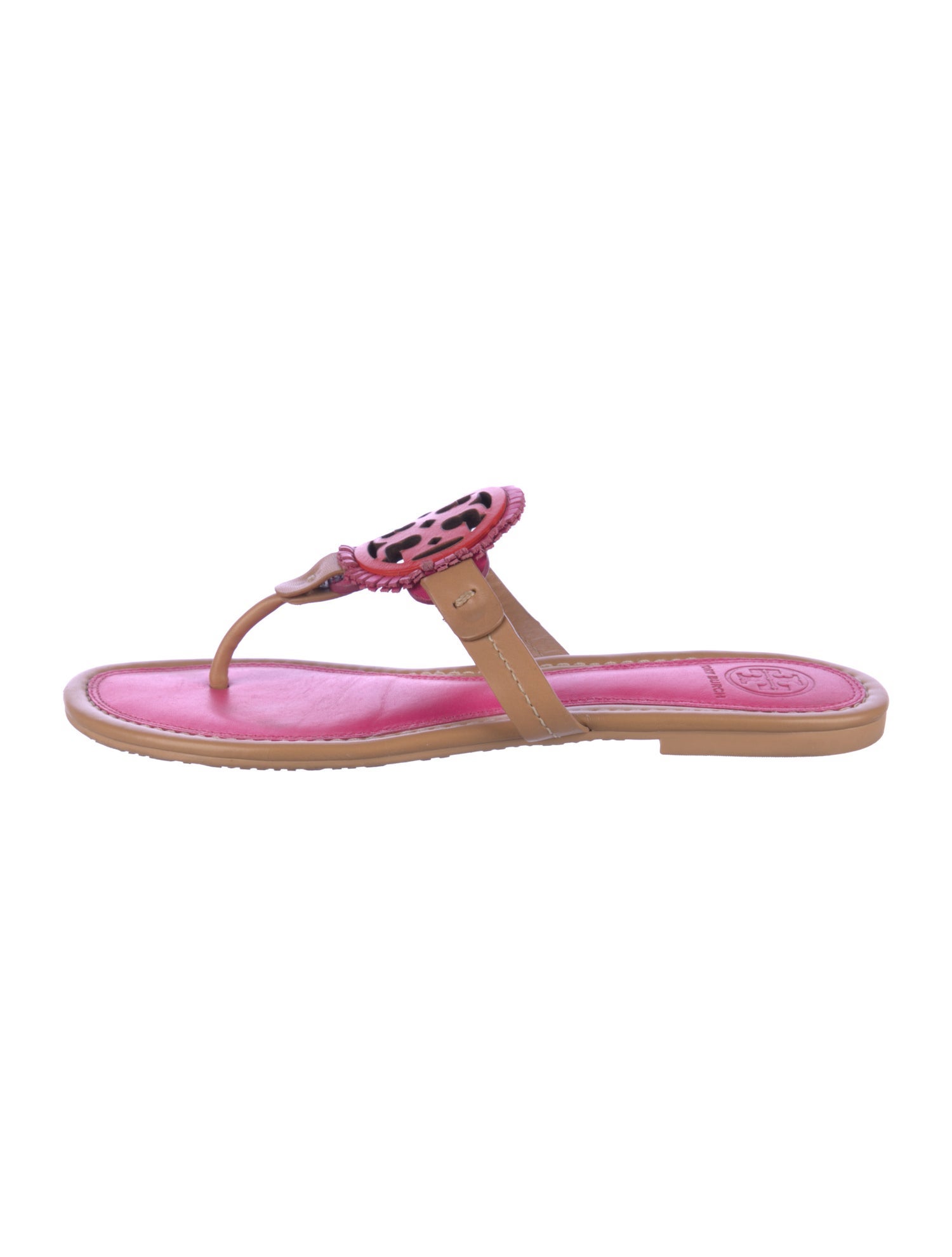 Tory Burch Leather Fringe Trim Accent Flip Flops