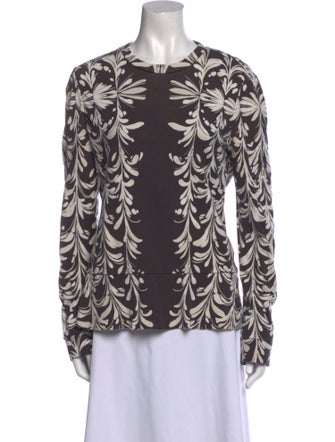 Tory Burch Printed Crew Neck Button-Up Top