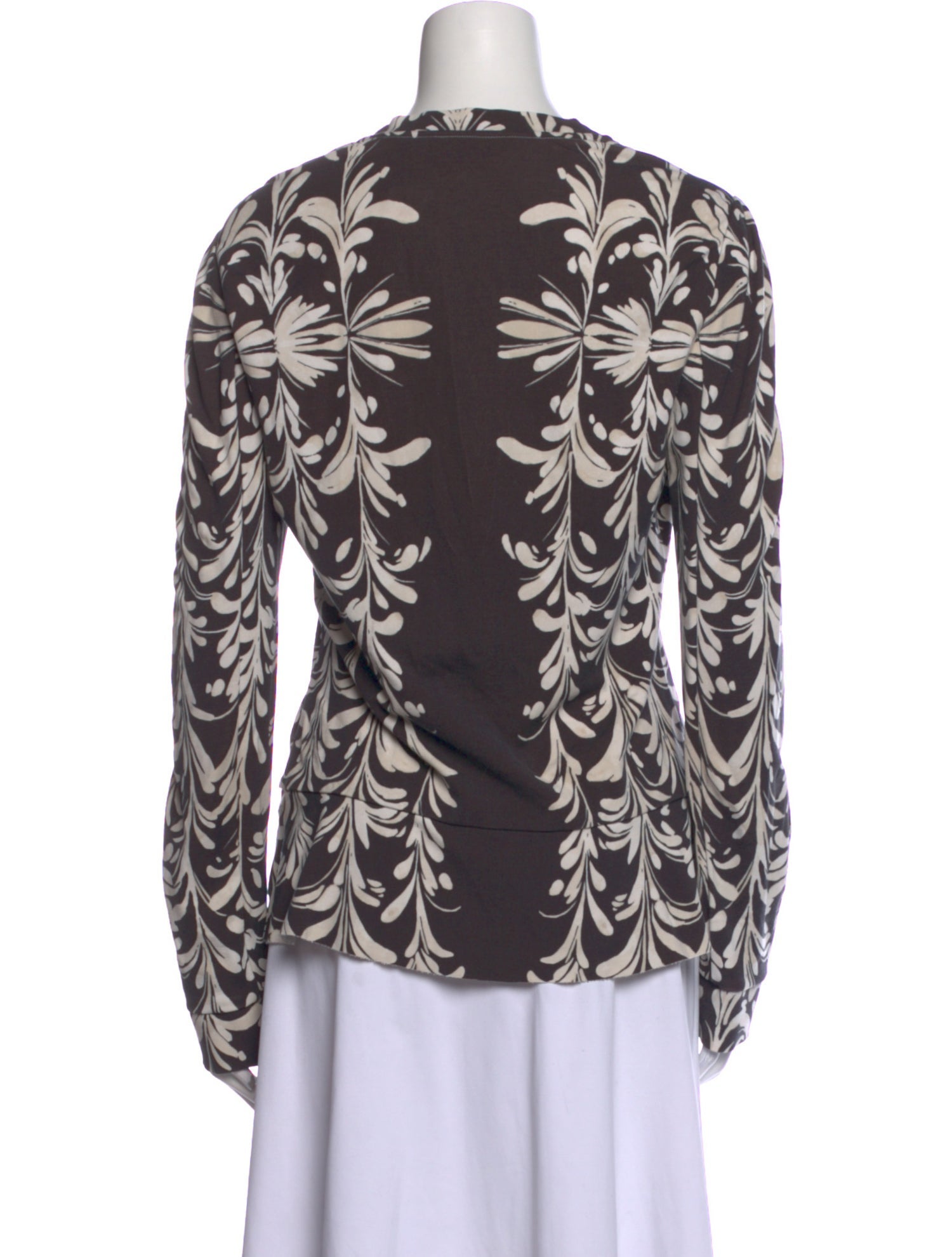 Tory Burch Printed Crew Neck Button-Up Top