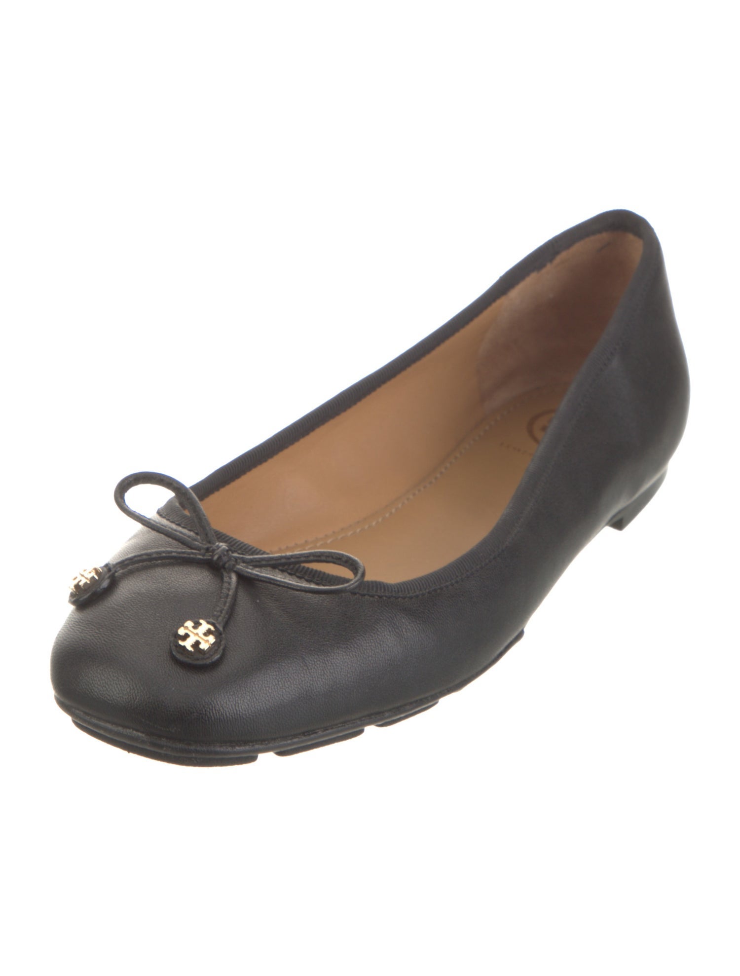 Tory Burch Leather Bow Accents Ballet Flats