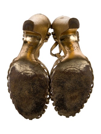 Tory Burch Leather Animal Print T-Strap Sandals