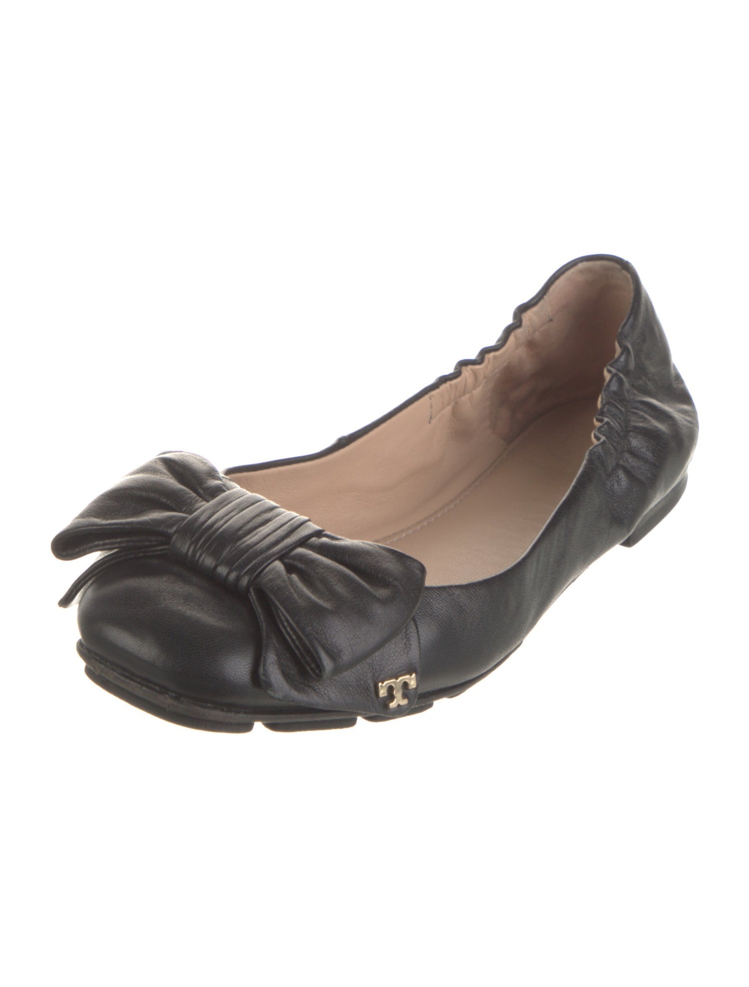 Tory Burch Leather Bow Accents Ballet Flats