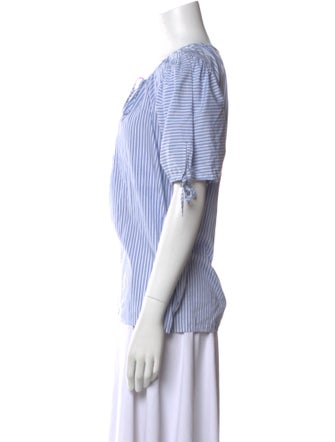 Tory Burch Striped Tie Neck Top