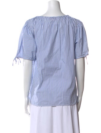 Tory Burch Striped Tie Neck Top