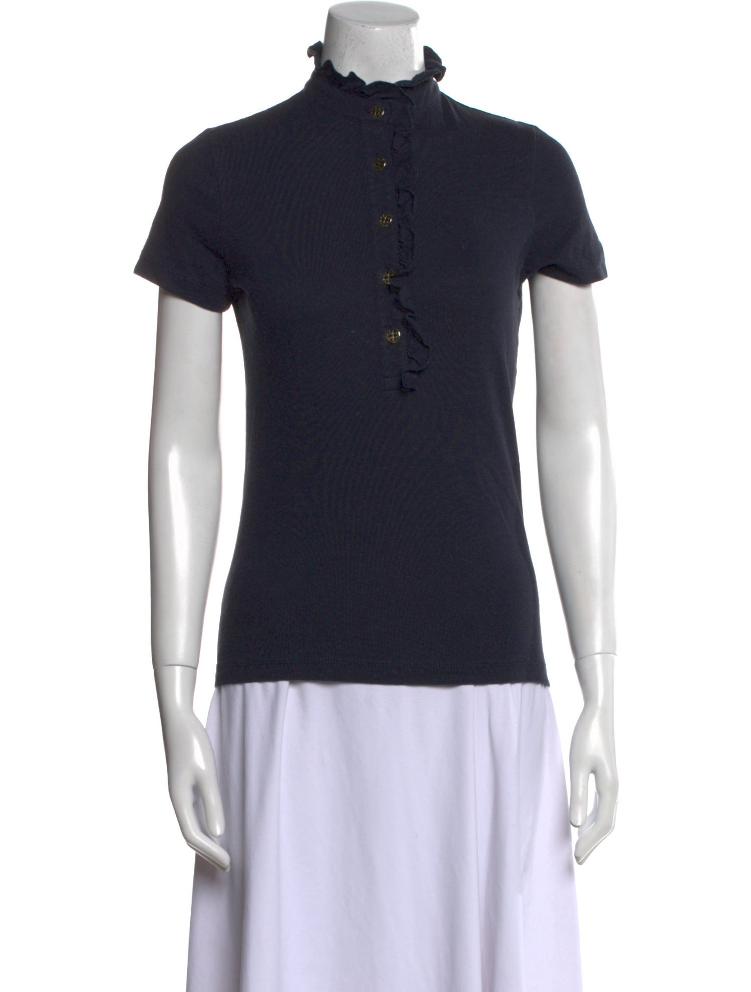 Tory Burch Mock Neck Short Sleeve Polo