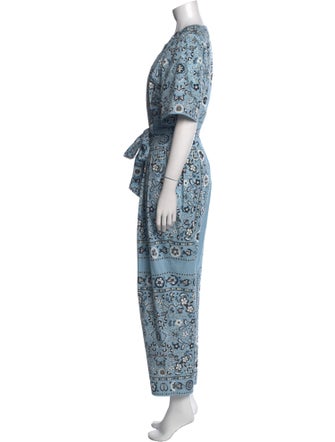 Tory Burch Printed Crew Neck Jumpsuit