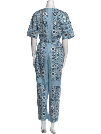 Tory Burch Printed Crew Neck Jumpsuit
