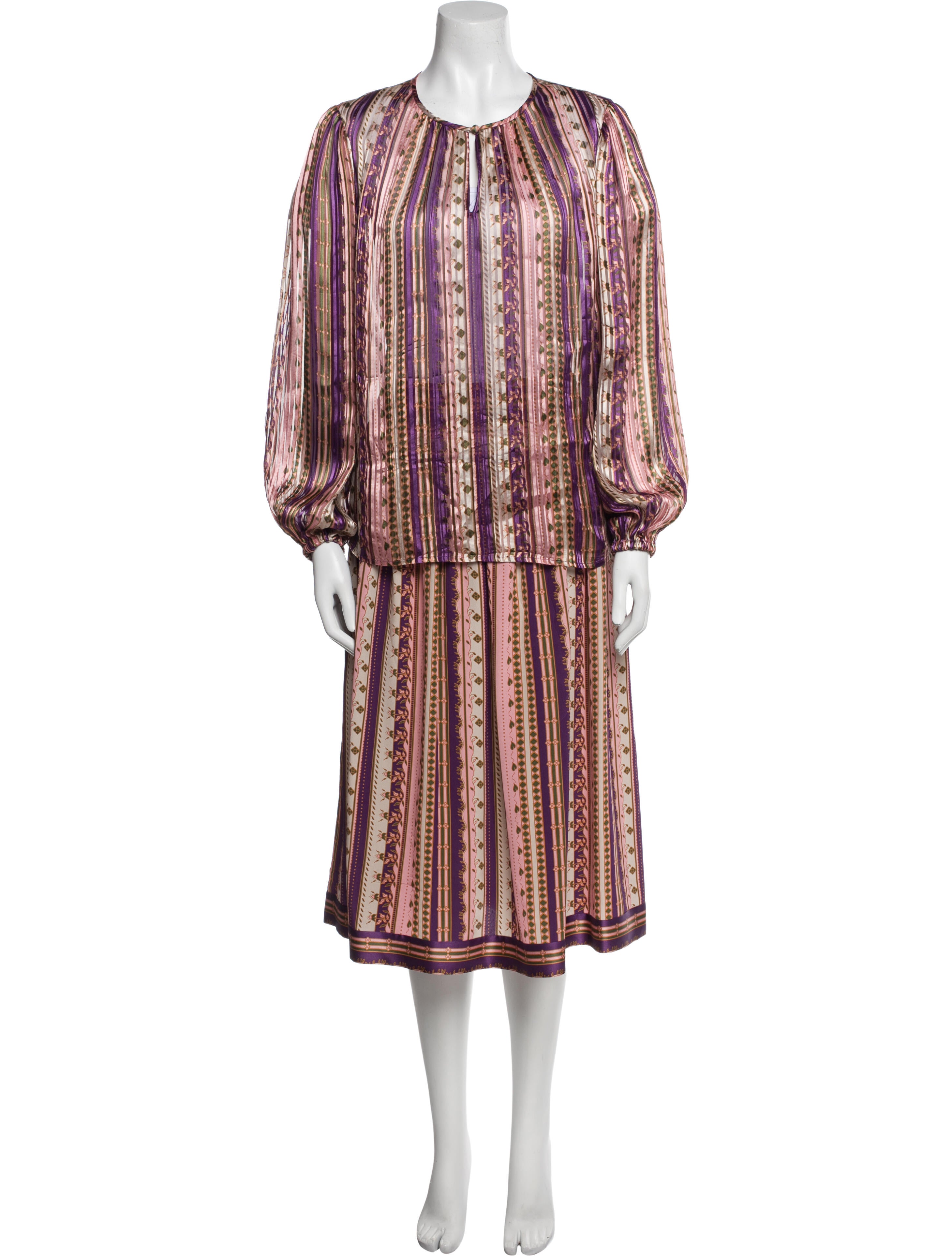 Tory Burch Silk Striped Skirt Set