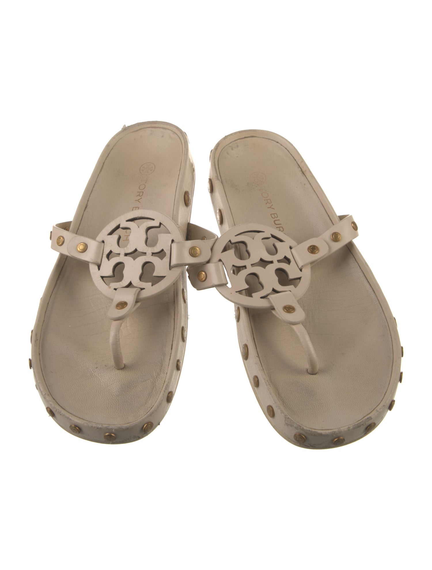 Tory Burch Leather Animal Print Slides