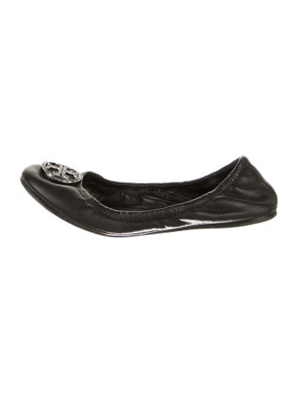 Tory Burch Leather Crystal Embellishments Ballet Flats
