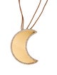Tory Burch Crescent Moon Crystal & Leather Pendant Necklace
