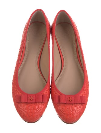 Tory Burch Leather Bow Accents Ballet Flats