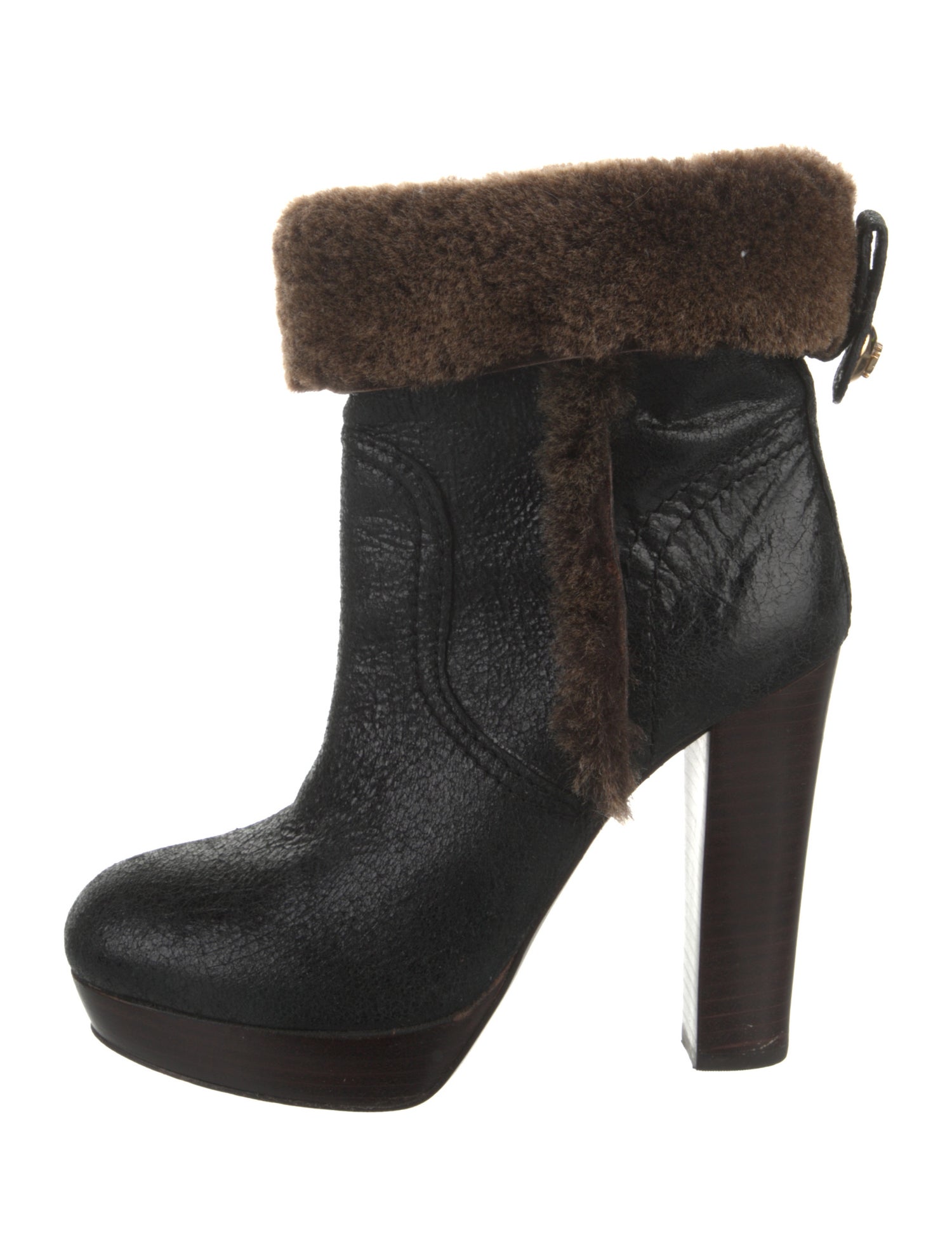 Tory Burch Leather Colorblock Pattern Boots