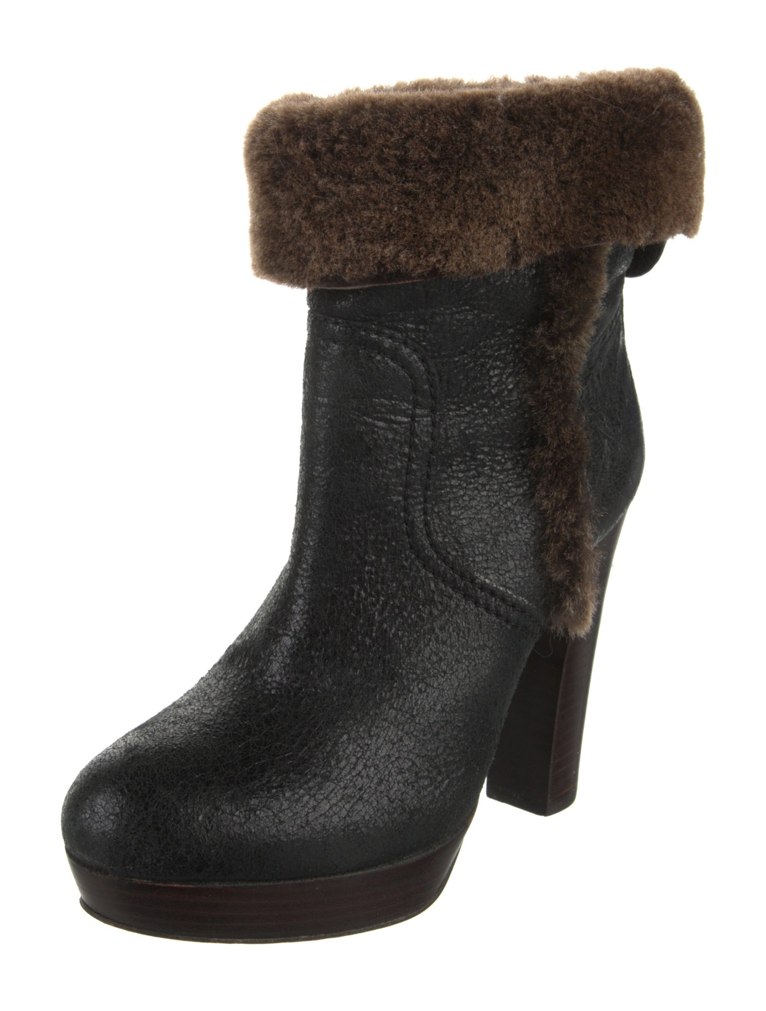 Tory Burch Leather Colorblock Pattern Boots