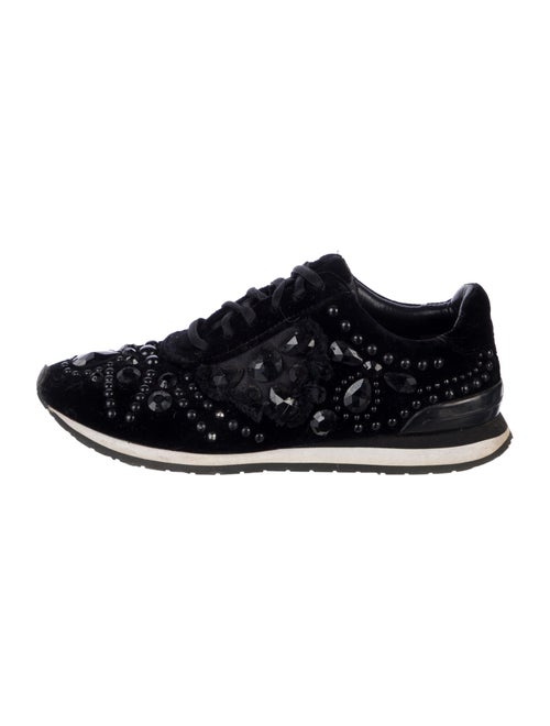 Tory Burch Velvet Crystal Embellishments Sneakers