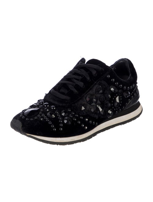 Tory Burch Velvet Crystal Embellishments Sneakers