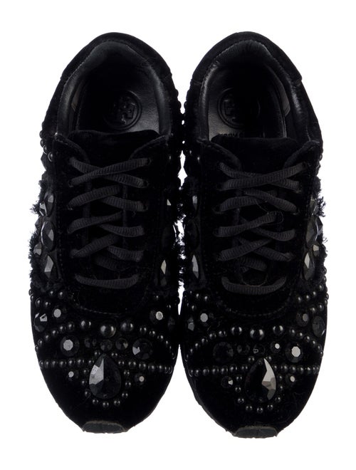 Tory Burch Velvet Crystal Embellishments Sneakers