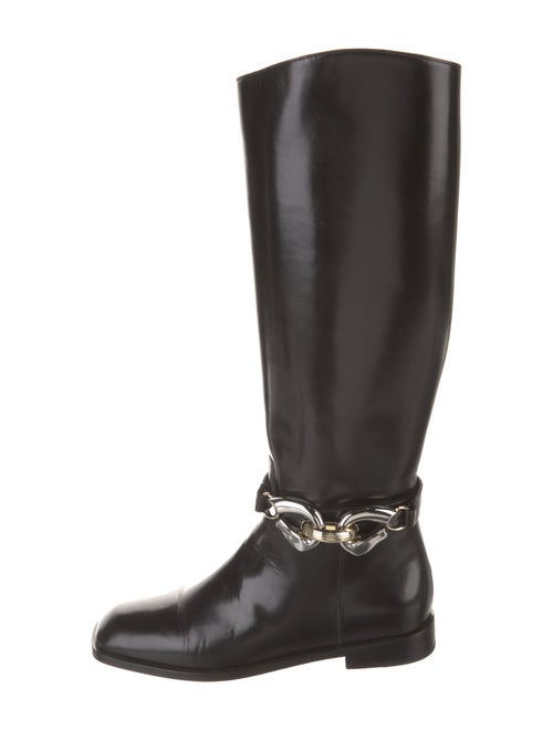 Tory Burch Leather Chain-Link Accents Riding Boots