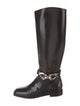Tory Burch Leather Chain-Link Accents Riding Boots
