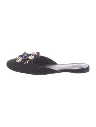 Tory Burch Canvas Studded Accents Mules