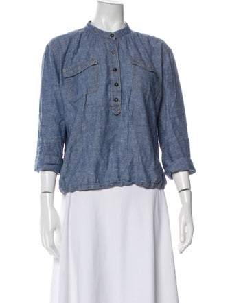 Tory Burch Mock Neck Three-Quarter Sleeve Polo