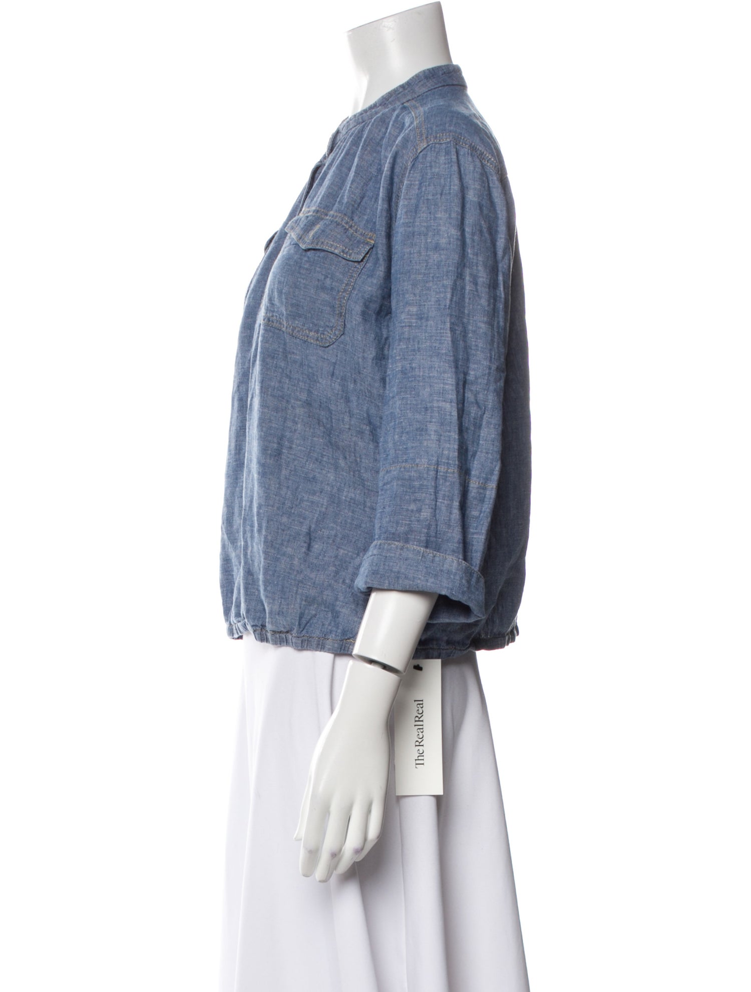 Tory Burch Mock Neck Three-Quarter Sleeve Polo