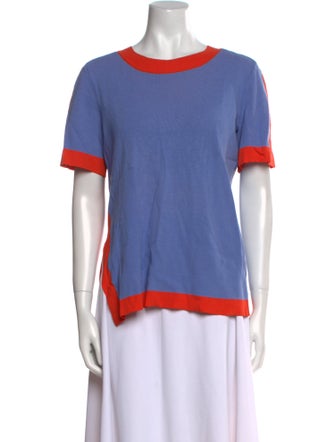 Tory Burch Colorblock Pattern Crew Neck T-Shirt