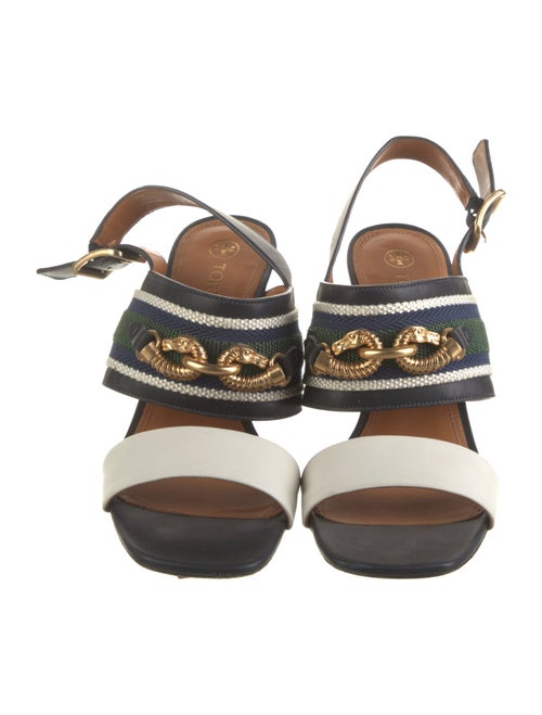 Tory Burch Leather Colorblock Pattern Slingback Sandals