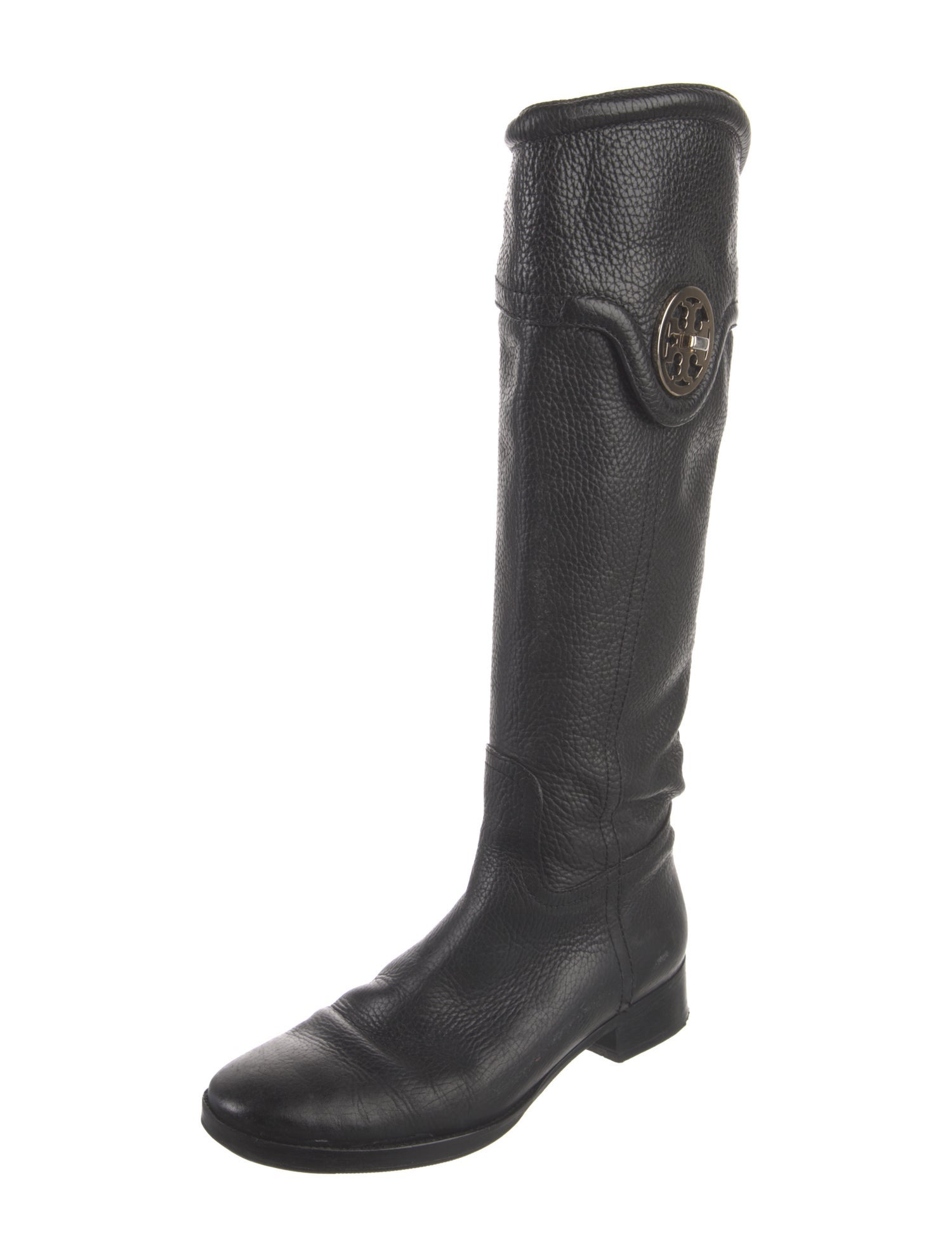 Tory Burch Leather Graphic Print Riding Boots