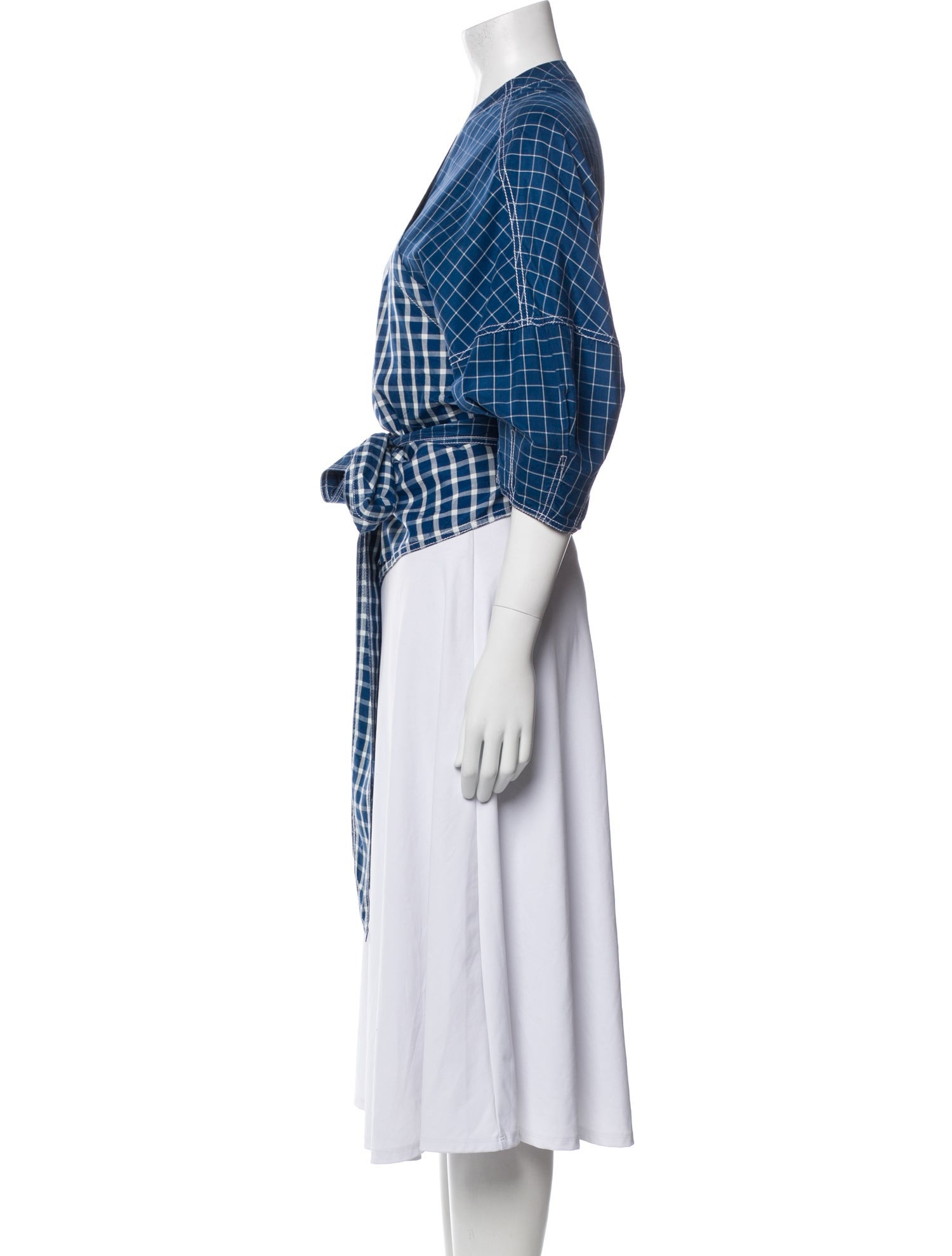 Tory Burch Silk Plaid Print Top