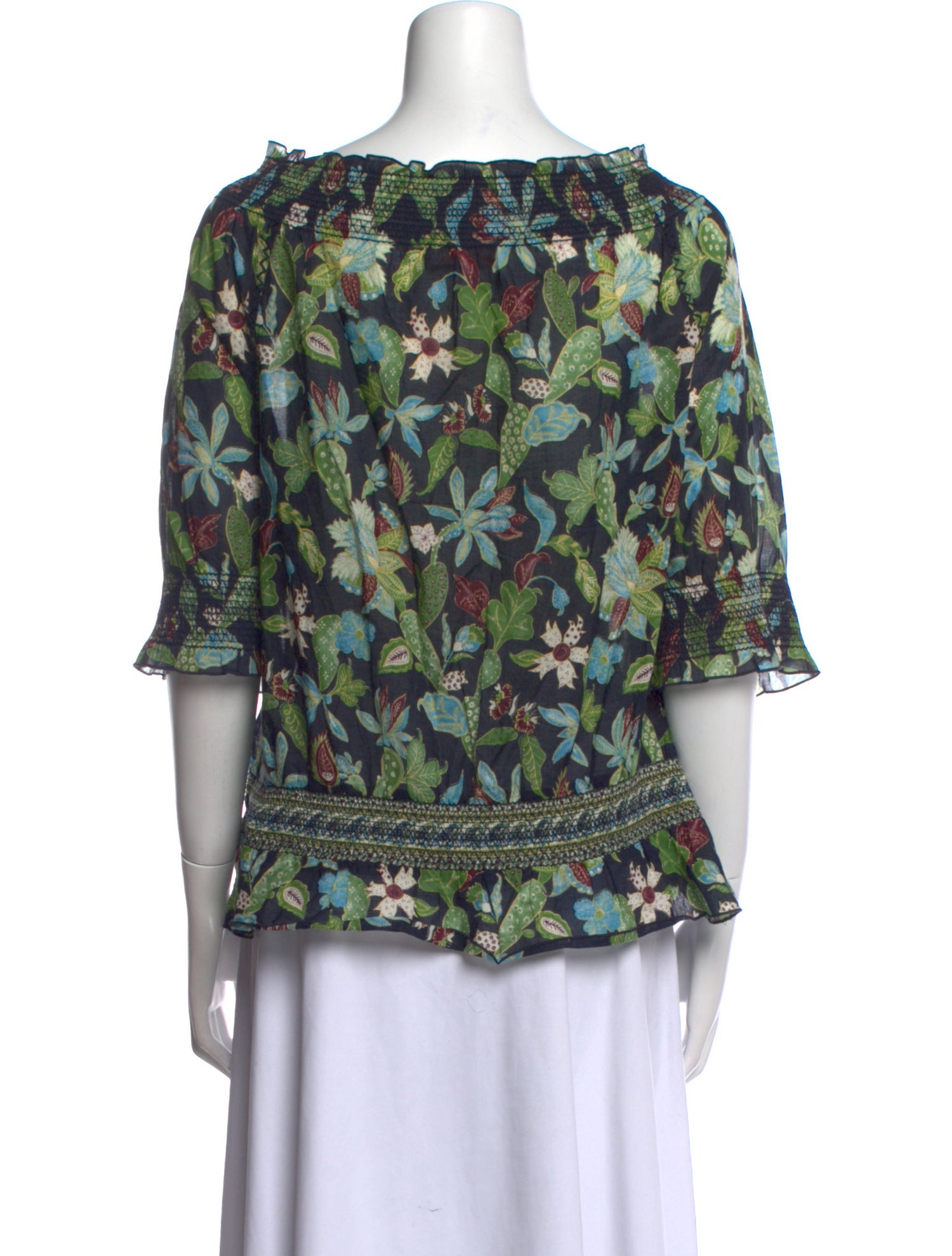 Tory Burch Floral Print V-Neck Blouse