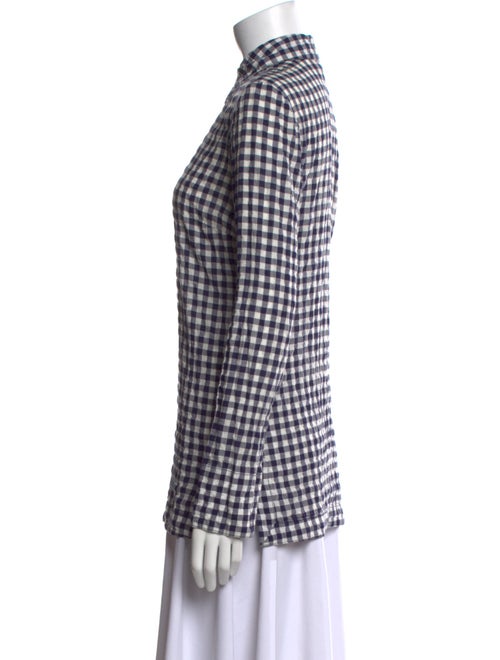 Tory Burch Plaid Print Long Sleeve Button-Up Top