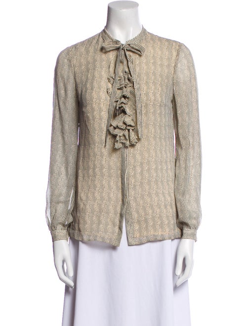 Tory Burch Silk Striped Button-Up Top