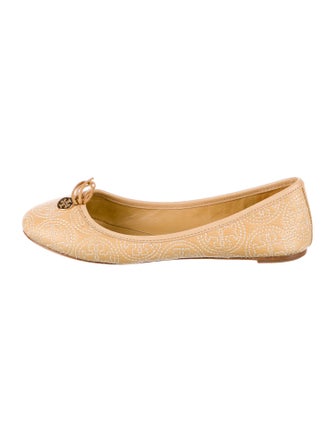 Tory Burch Leather Embroidered Accent Ballet Flats