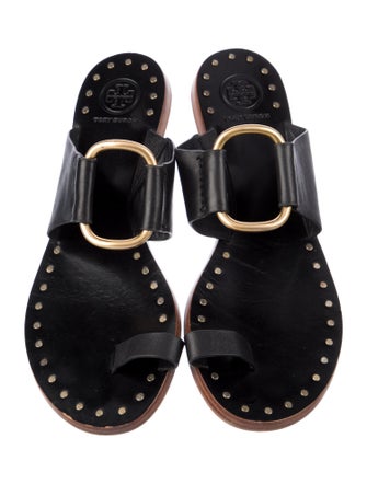 Tory Burch Leather Studded Accents Slides