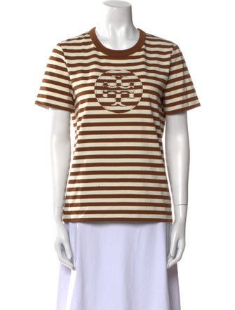 Tory Burch Striped Crew Neck T-Shirt
