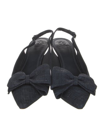 Tory Burch Denim Bow Accents Slingback Pumps