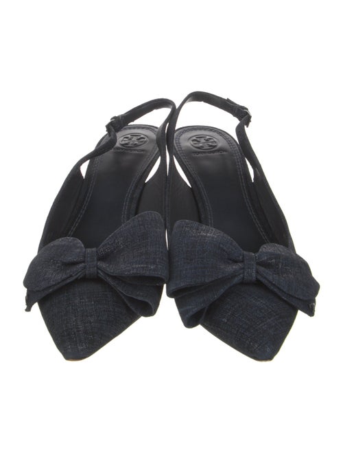 Tory Burch Denim Bow Accents Slingback Pumps