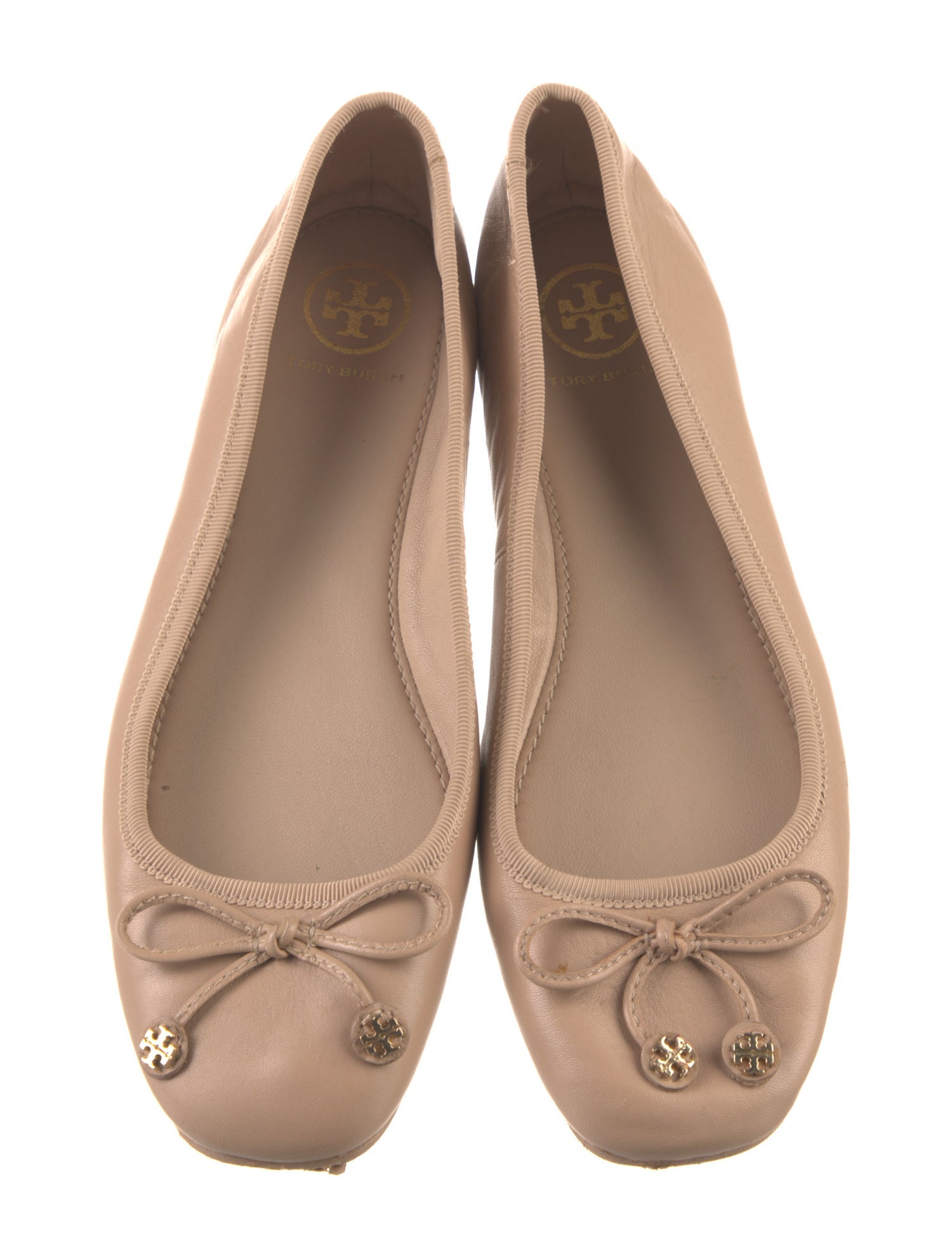 Tory Burch Leather Bow Accents Ballet Flats
