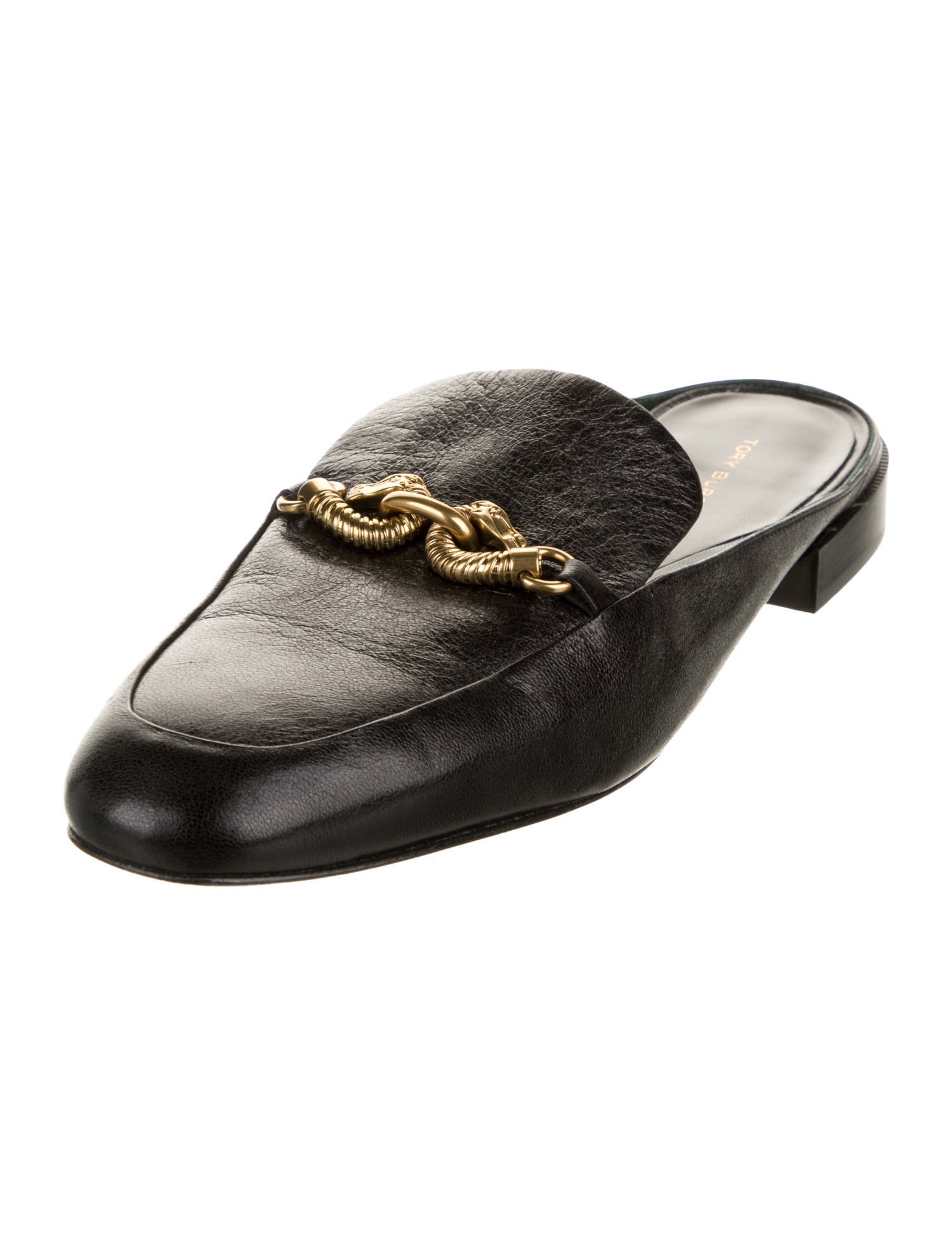 Tory Burch Leather Chain-Link Accents Mules