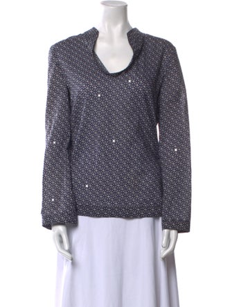 Tory Burch Printed Scoop Neck Blouse