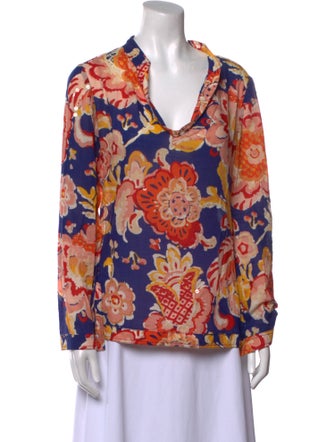 Tory Burch Floral Print Cowl Neck Blouse