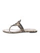 Tory Burch Embossed Leather Animal Print T-Strap Sandals