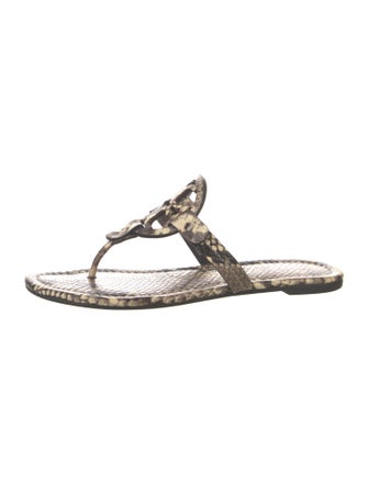 Tory Burch Embossed Leather Animal Print T-Strap Sandals