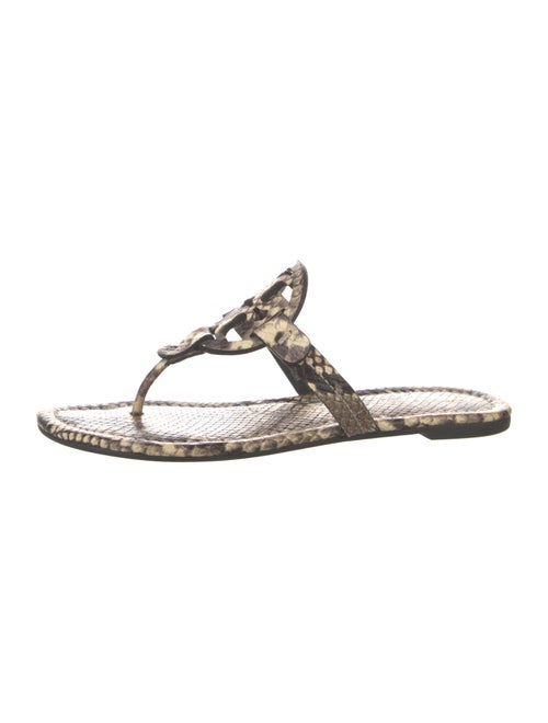 Tory Burch Embossed Leather Animal Print T-Strap Sandals