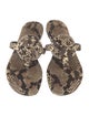 Tory Burch Embossed Leather Animal Print T-Strap Sandals