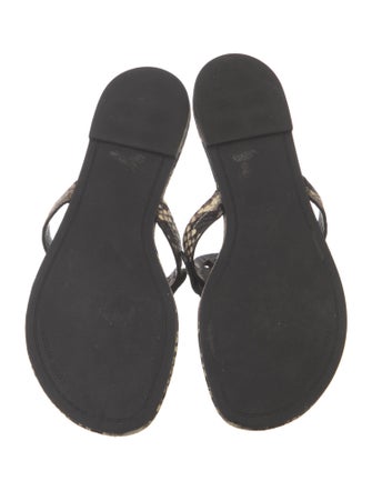 Tory Burch Embossed Leather Animal Print T-Strap Sandals