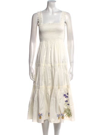 Tory Burch Square Neckline Midi Length Dress