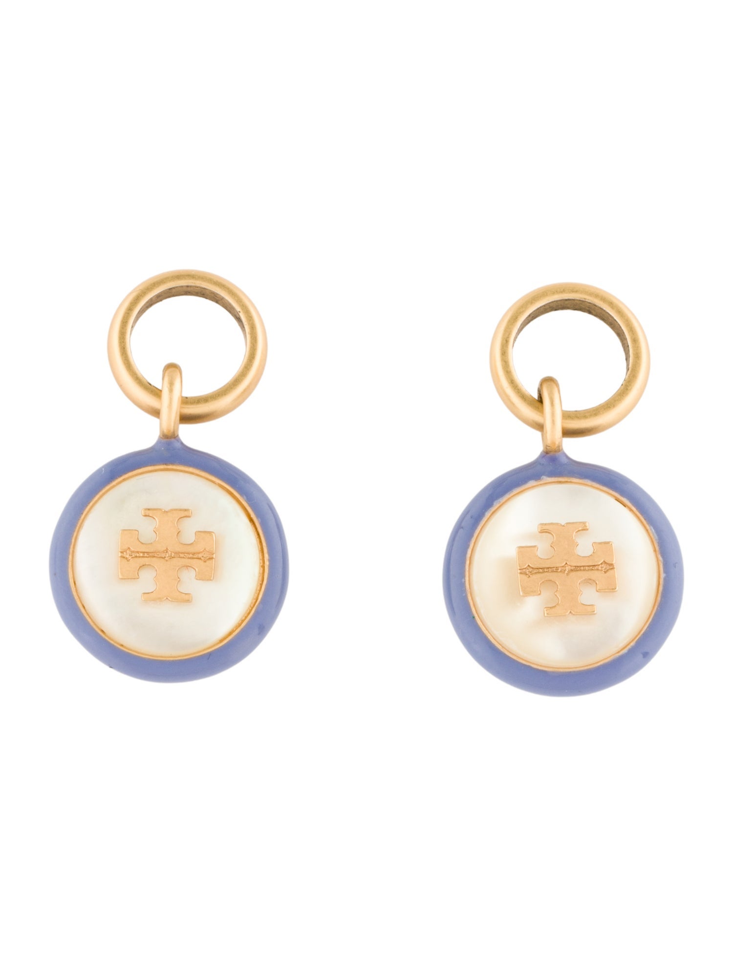 Tory Burch Mother of Pearl & Enamel Logo Earring Enhancers