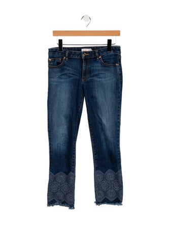 Tory Burch Mid-Rise Straight Leg Jeans
